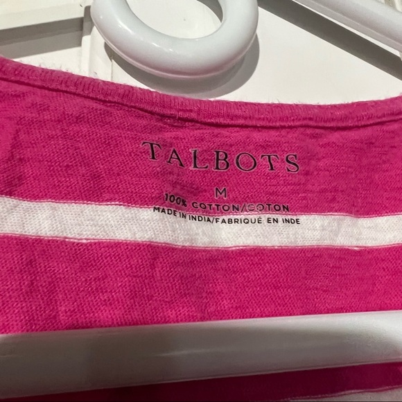 Talbots White and Pink Striped Tank Top Lace Detail Size Medium Summer - Picture 3 of 7